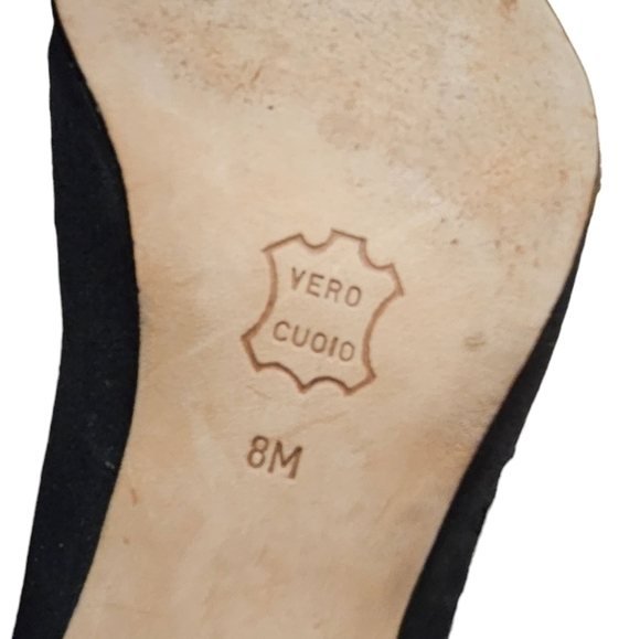 Enzo Angiolini Black Floral Embroidered 3in Slip-on Heels Size 8 - Picture 8 of 10